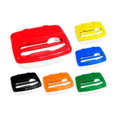 Porta comidas con cubiertos Rectangular